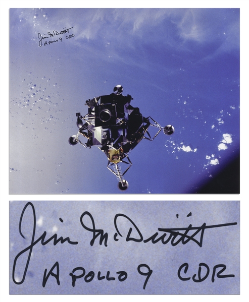 James McDivitt Signed 20'' x 16'' Photo of the Apollo 9 Lunar Module in Low Earth Orbit